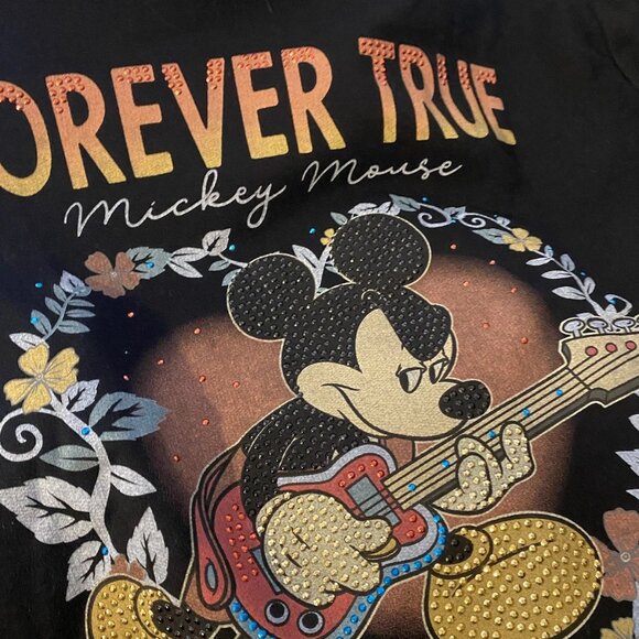 NWT Disney Mickey Mouse Forever True Black Womens Sweatshirt Small Rhinestone - Picture 2 of 7